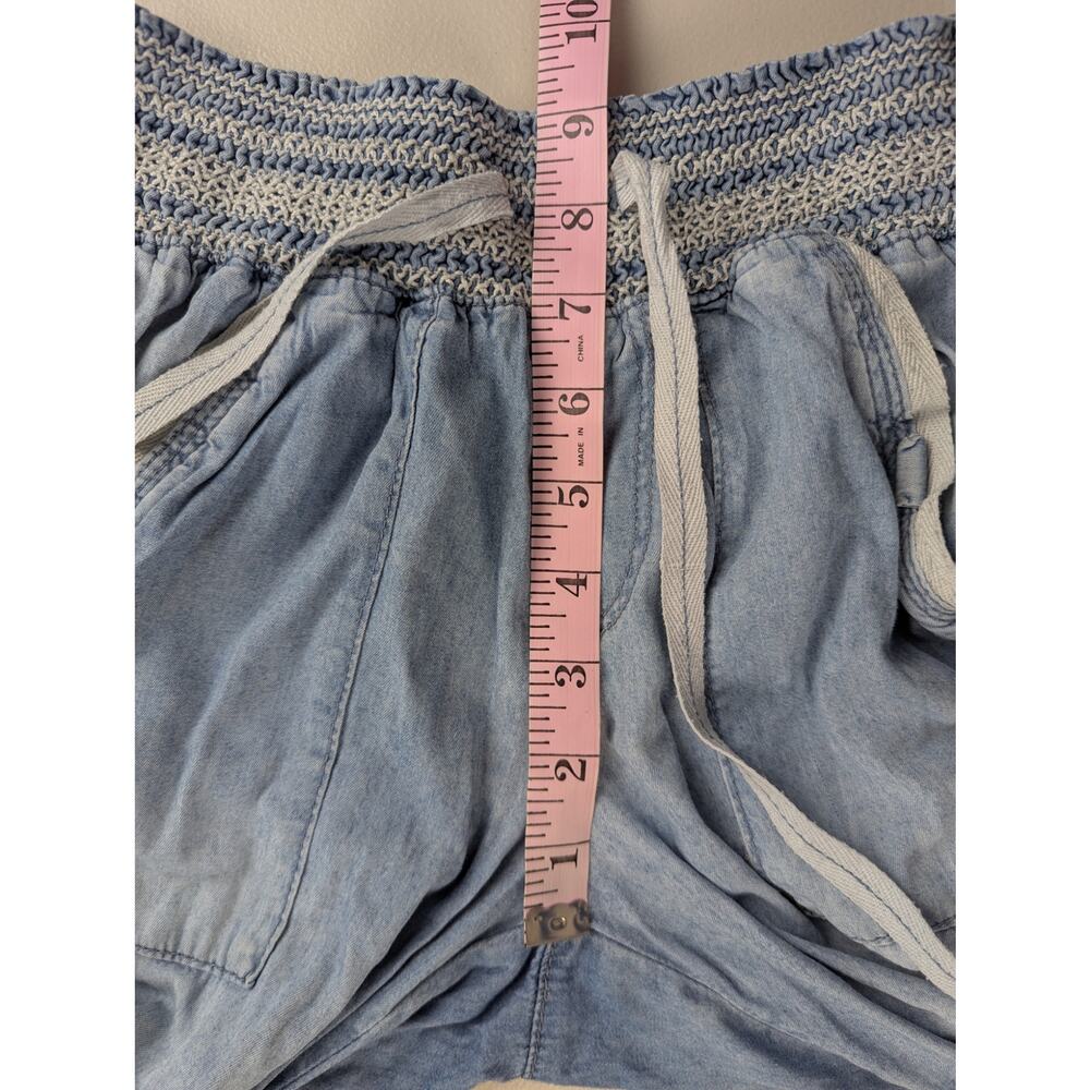 Rewash Chambray Denim Pants Lightweight Wide Leg Shirred Stretch Blue Small - Picture 8 of 9